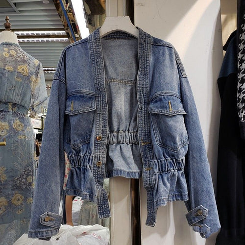 Streetwear Short Denim Jacket Fashion Trend All-match Women Overcoat-Jean Jackets-Arimonz-Arimonz