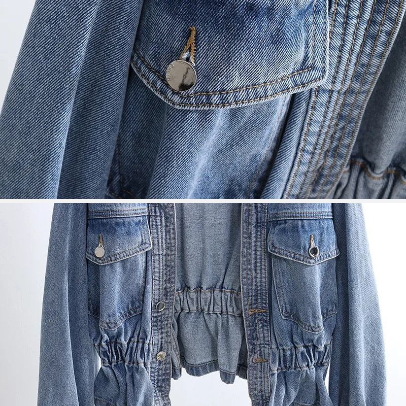 Streetwear Short Denim Jacket Fashion Trend All-match Women Overcoat-Jean Jackets-Arimonz-Arimonz