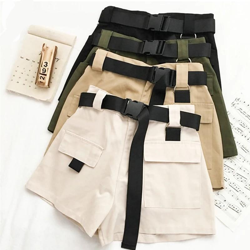 Streetwear Shorts Women Woman High Waist Wide Leg Cargo Women's Shorts-Shorts-Arimonz-Arimonz