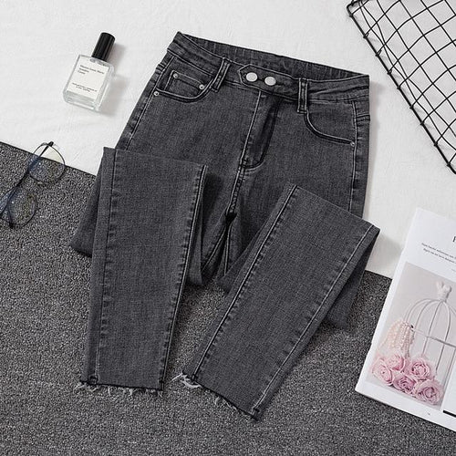 Stretch Bottoms Skinny Pants For Women Trouser Denim Pants Women Jeans-Skinny Jeans-Arimonz-gray-S-Arimonz