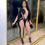 Stretchy Bodycon Rompers Womens Jumpsuit Long Sleeve Jumpsuits-Night Out Jumpsuits & Rompers-Arimonz-Arimonz