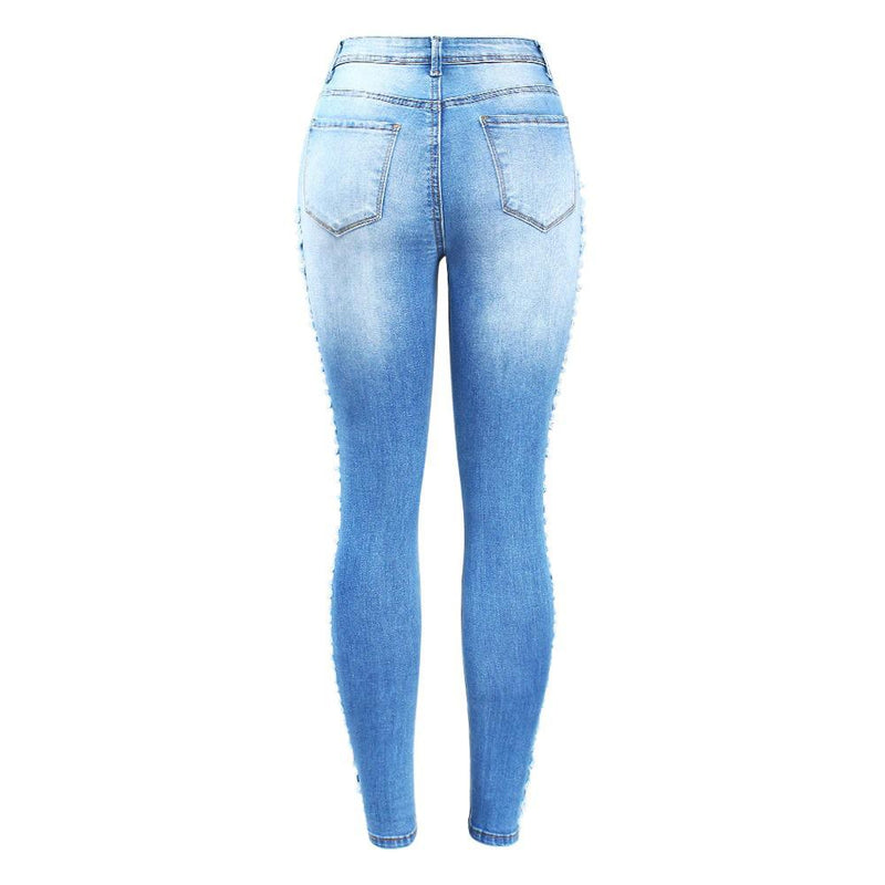Stretchy Ripped Jeans Distressed Denim Skinny Pencil Trouser For Women-Skinny Jeans-Arimonz-Arimonz
