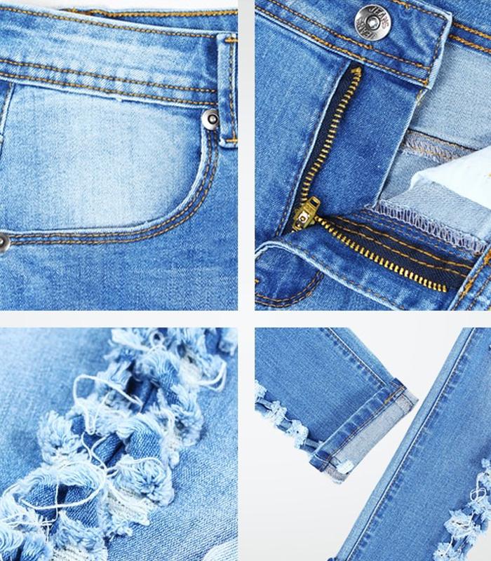 Stretchy Ripped Jeans Distressed Denim Skinny Pencil Trouser For Women-Skinny Jeans-Arimonz-Arimonz