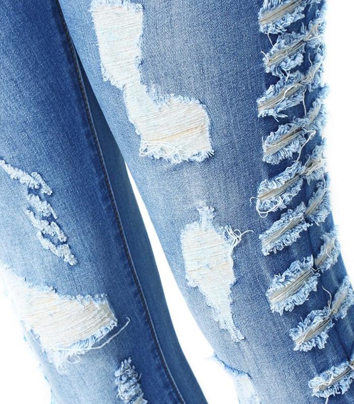 Stretchy Ripped Jeans Distressed Denim Skinny Pencil Trouser For Women-Skinny Jeans-Arimonz-Arimonz