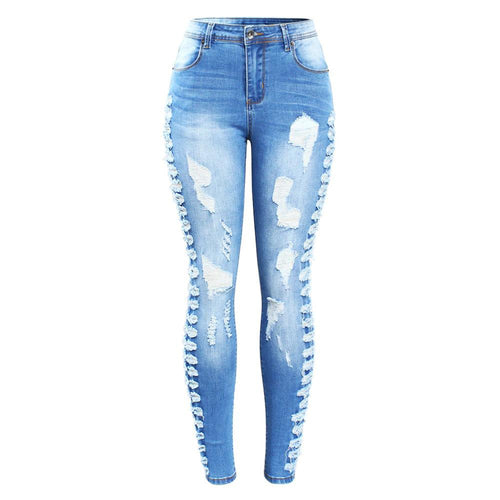 Stretchy Ripped Jeans Distressed Denim Skinny Pencil Trouser For Women-Skinny Jeans-Arimonz-S-Arimonz