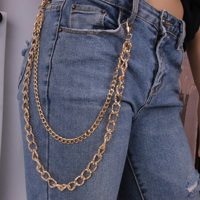 Stylish Waist Pants Belt Chain Multilayer Chain Ring Trousers Belt-Belts-Arimonz-Gold 2 chains-Arimonz