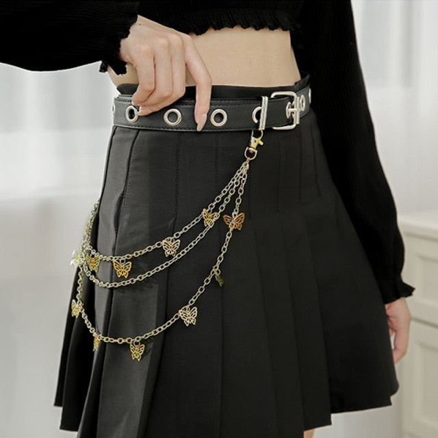 Stylish Waist Pants Belt Chain Multilayer Chain Ring Trousers Belt-Belts-Arimonz-Gold Butterfly-Arimonz