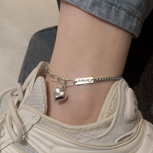 Summer Anklet Bracelet For Women Vintage Love Heart Pendant Jewelry-Anklets-Arimonz-Arimonz