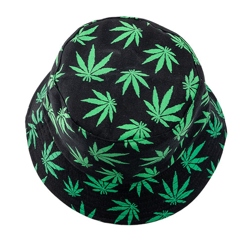 Summer Bucket Hats Reversible Leaves Printing Women Cap Outdoor Hat-Bucket Hats-Arimonz-Arimonz