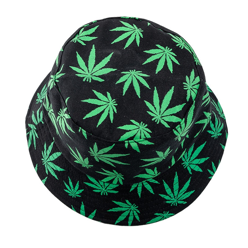 Summer Bucket Hats Reversible Leaves Printing Women Cap Outdoor Hat-Bucket Hats-Arimonz-Arimonz