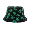 Summer Bucket Hats Reversible Leaves Printing Women Cap Outdoor Hat-Bucket Hats-Arimonz-Black Green-Arimonz