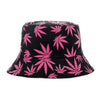 Summer Bucket Hats Reversible Leaves Printing Women Cap Outdoor Hat-Bucket Hats-Arimonz-Black Pink-Arimonz