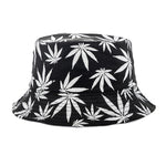 Summer Bucket Hats Reversible Leaves Printing Women Cap Outdoor Hat-Bucket Hats-Arimonz-Black White-Arimonz