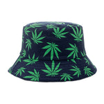 Summer Bucket Hats Reversible Leaves Printing Women Cap Outdoor Hat-Bucket Hats-Arimonz-Navy Blue Green-Arimonz