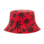 Summer Bucket Hats Reversible Leaves Printing Women Cap Outdoor Hat-Bucket Hats-Arimonz-Red Black-Arimonz