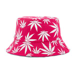 Summer Bucket Hats Reversible Leaves Printing Women Cap Outdoor Hat-Bucket Hats-Arimonz-Rose Red White-Arimonz