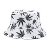 Summer Bucket Hats Reversible Leaves Printing Women Cap Outdoor Hat-Bucket Hats-Arimonz-White Black-Arimonz