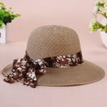 Summer Girls Sun Hats Wide Brim Bowknot Straw Hat with Ribbon-Summer Hats-Arimonz-khaki-Arimonz