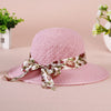 Summer Girls Sun Hats Wide Brim Bowknot Straw Hat with Ribbon-Summer Hats-Arimonz-pink-Arimonz