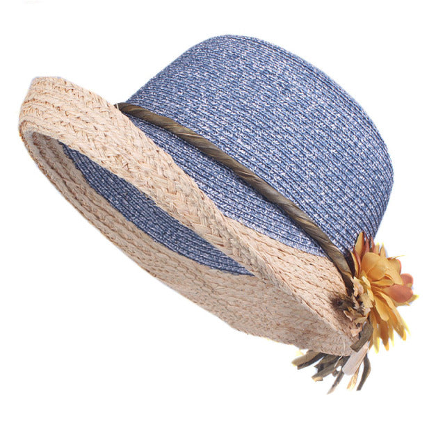 Summer Hat Women Straw Cap Big Brim Sun Hat For Girl Beach Hat-Summer Hats-Arimonz-Blue-Arimonz