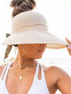Summer Hats Foldable Hollow Out Sun Visor Straw Wide Brim Beach Hat-Women's Caps-Arimonz-Arimonz