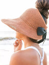 Summer Hats Foldable Hollow Out Sun Visor Straw Wide Brim Beach Hat-Women's Caps-Arimonz-Arimonz