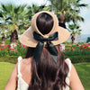 Summer Hats Foldable Hollow Out Sun Visor Straw Wide Brim Beach Hat-Women's Caps-Arimonz-Arimonz