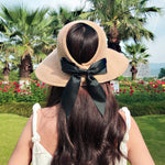 Summer Hats Foldable Hollow Out Sun Visor Straw Wide Brim Beach Hat-Women's Caps-Arimonz-Light Brown-Arimonz