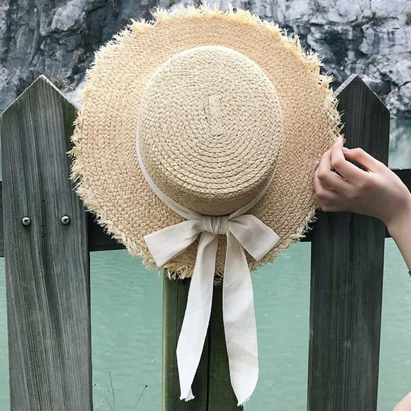 Summer Hats - Summer Sun Hat Bow Hat Visor Flat Straw Hats Women's Sunscreen Hat