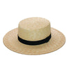 Summer Hats - Women Fashionable Velvet Ribbon Straw Hat Flat Top Summer Sun Hats