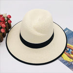 Summer Patchwork Fedora Hats For Women Paper Straw Women Hat-Summer Hats-Arimonz-beige 1-Arimonz