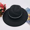 Summer Patchwork Fedora Hats For Women Paper Straw Women Hat-Summer Hats-Arimonz-black 2-Arimonz