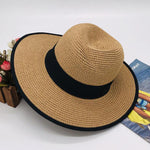 Summer Patchwork Fedora Hats For Women Paper Straw Women Hat-Summer Hats-Arimonz-camel-Arimonz