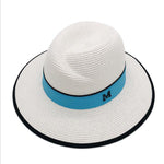 Summer Patchwork Fedora Hats For Women Paper Straw Women Hat-Summer Hats-Arimonz-off white 3-Arimonz