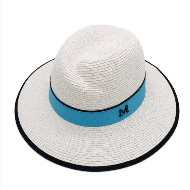 Summer Patchwork Fedora Hats For Women Paper Straw Women Hat-Summer Hats-Arimonz-off white 3-Arimonz