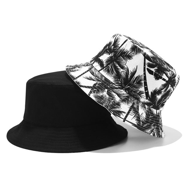 Summer Reversible Printed Fisherman Caps Bucket Women Hats-Bucket Hats-Arimonz-Black-Arimonz