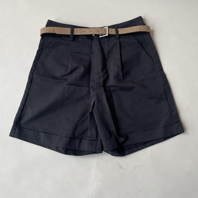 Summer Shorts Loose Wide Leg Shorts with Belt Wide Leg Bottoms-Shorts-Arimonz-black-S-Arimonz