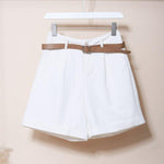 Summer Shorts Loose Wide Leg Shorts with Belt Wide Leg Bottoms-Shorts-Arimonz-white-S-Arimonz