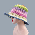 Summer Straw Crochet Bucket Hat Women's Foldable Panama Cap Beach Hat-Bucket Hats-Arimonz-Arimonz