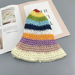 Summer Straw Crochet Bucket Hat Women's Foldable Panama Cap Beach Hat-Bucket Hats-Arimonz-Arimonz