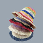 Summer Straw Crochet Bucket Hat Women's Foldable Panama Cap Beach Hat-Bucket Hats-Arimonz-Arimonz