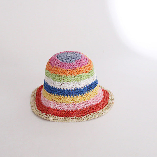 Summer Straw Crochet Bucket Hat Women's Foldable Panama Cap Beach Hat-Bucket Hats-Arimonz-Beige-Arimonz