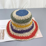 Summer Straw Crochet Bucket Hat Women's Foldable Panama Cap Beach Hat-Bucket Hats-Arimonz-Beige2-Arimonz
