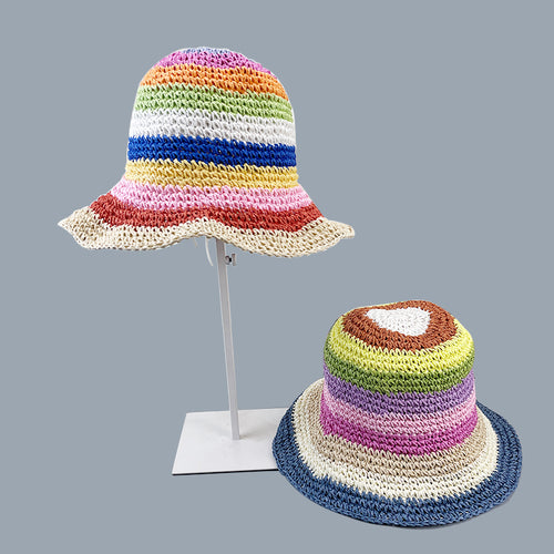 Summer Straw Crochet Bucket Hat Women's Foldable Panama Cap Beach Hat-Bucket Hats-Arimonz-Arimonz
