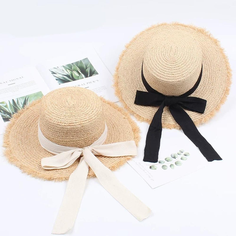 Summer Sun Hat Bow Hat Visor Flat Straw Hats Women's Sunscreen Hat-Summer Hats-Arimonz-Arimonz