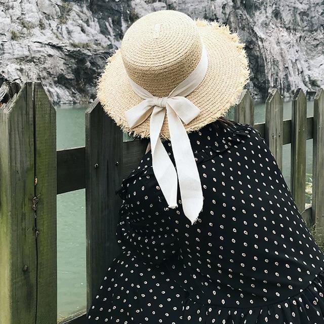 Summer Sun Hat Bow Hat Visor Flat Straw Hats Women's Sunscreen Hat-Summer Hats-Arimonz-Light Brown-Arimonz