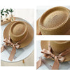 Summer Sun Hats Straw Hat Ribbon Bow Beach Hat Casual Straw Flat Top-Summer Hats-Arimonz-Arimonz