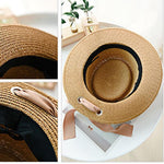 Summer Sun Hats Straw Hat Ribbon Bow Beach Hat Casual Straw Flat Top-Summer Hats-Arimonz-Arimonz