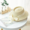 Summer Sun Hats Straw Hat Ribbon Bow Beach Hat Casual Straw Flat Top-Summer Hats-Arimonz-beige-Arimonz