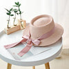 Summer Sun Hats Straw Hat Ribbon Bow Beach Hat Casual Straw Flat Top-Summer Hats-Arimonz-pink-Arimonz